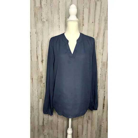 Emery Rose Women's XXL Blue V-Neck Long Sleeve Blouse Casual Spring - Picture 1 of 5